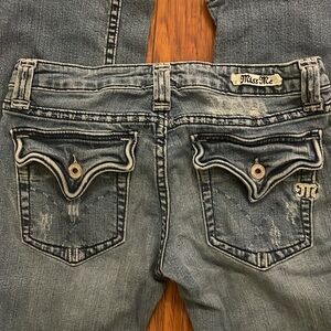 Miss Me Jeans flap back pocket bling accent on back